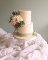 2 tier sage green wedding cake